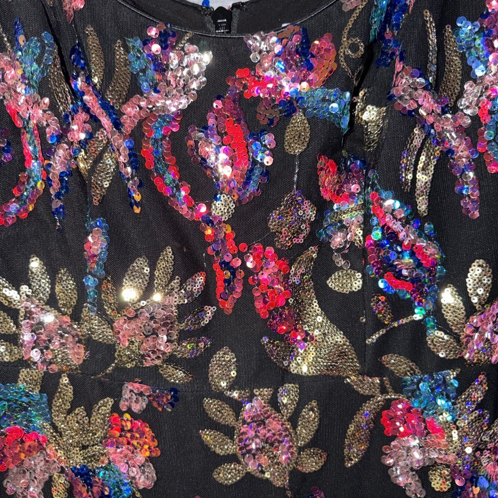 Dress The Population Womens Uma Sweetheart Bodice Fit And Flare Maxi, Gold Multi - Picture 6 of 7